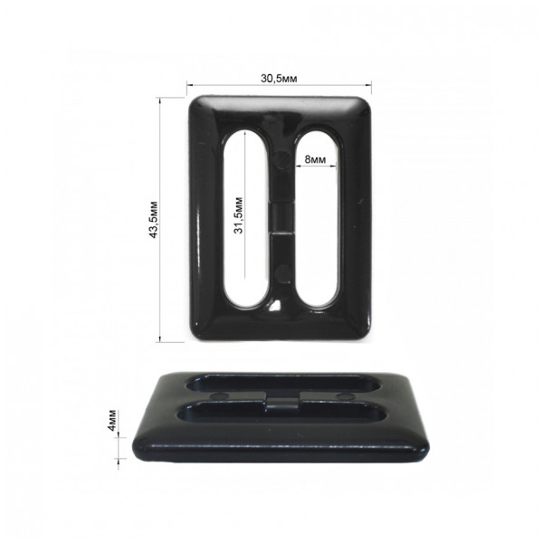 Пряжка пластик, 3см, цвет черный глянцевый